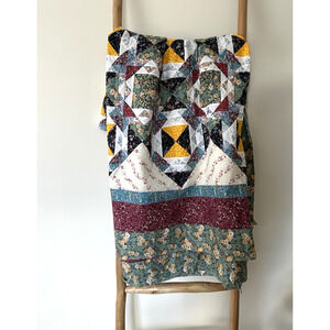 Handmade Quilt Top ONLY King Size Vintage Cotton Patchwork